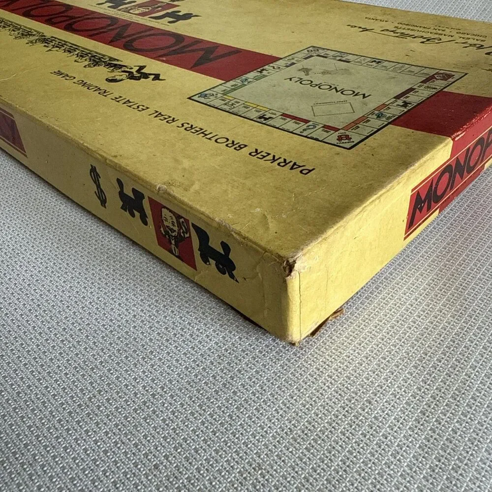 Vintage Monopoly 1954 Board Game Yellow Box - Complete!